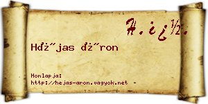 Héjas Áron névjegykártya