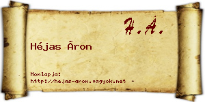 Héjas Áron névjegykártya